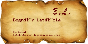 Bognár Letícia névjegykártya